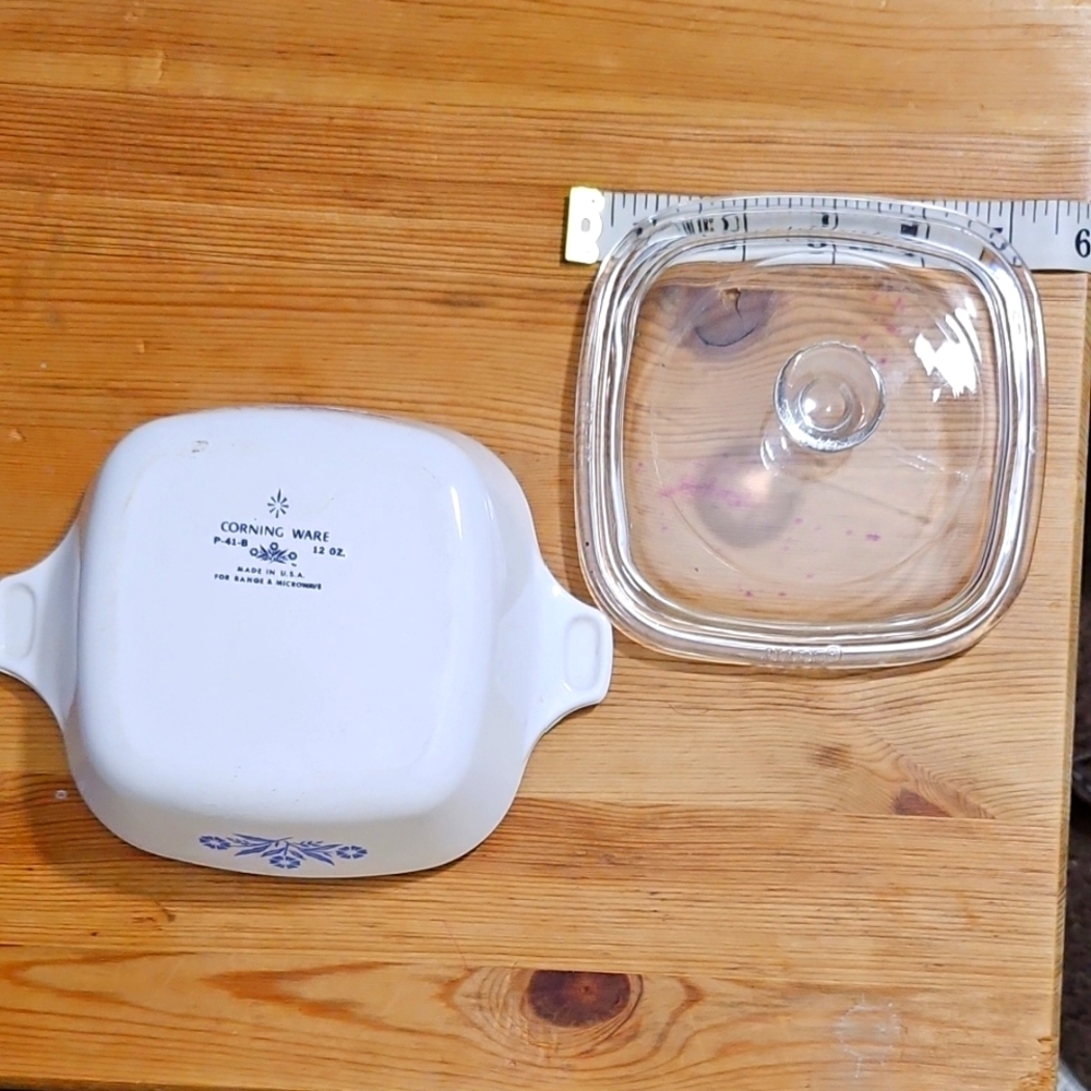 CorningWare White and Blue Casserole Dish with Lid